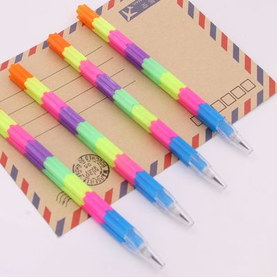 积木笔组合套装管道积木蜡笔彩色积木铅笔创意儿童铅笔子弹头