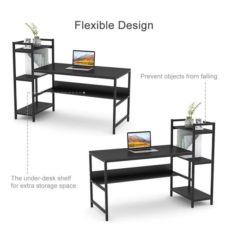 带存储架的电脑桌学生学习桌带书架现代木桌小型空间家庭办公桌
